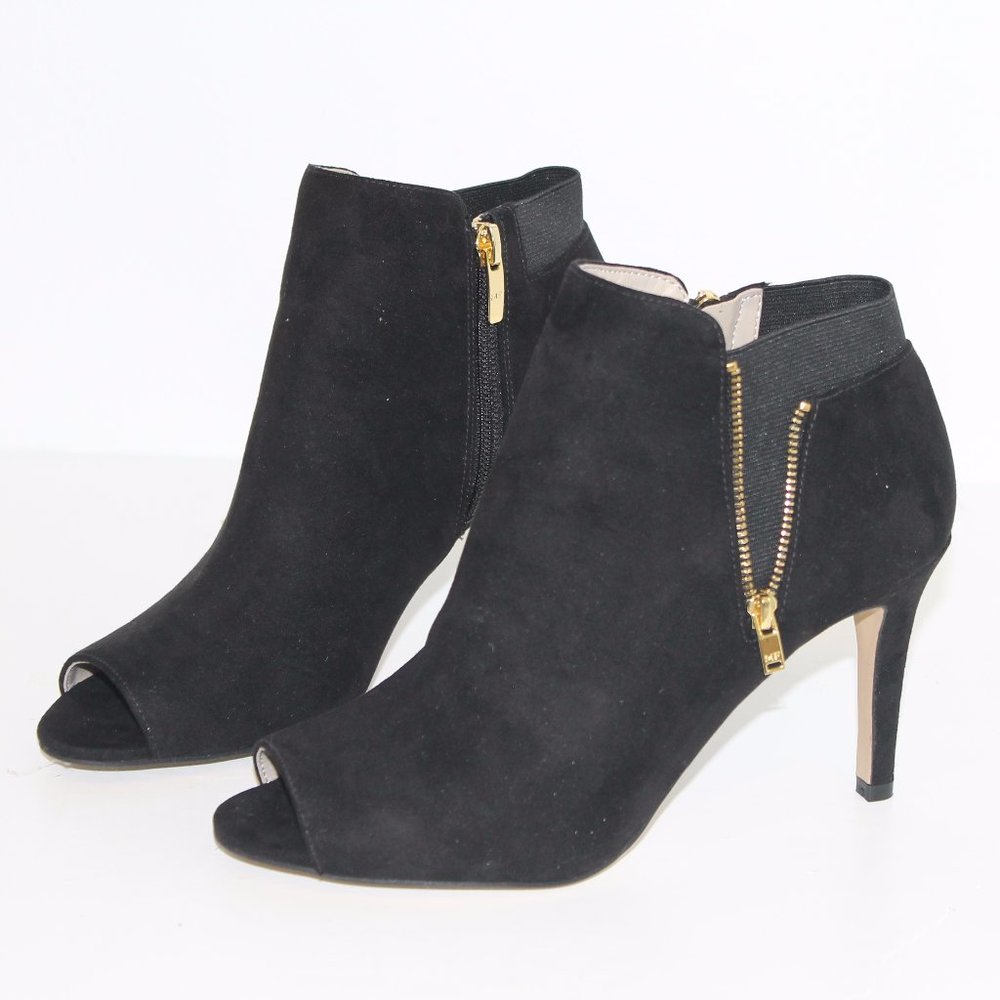 Marc Fisher Ankle Peep Toe Suede Black Boots .
